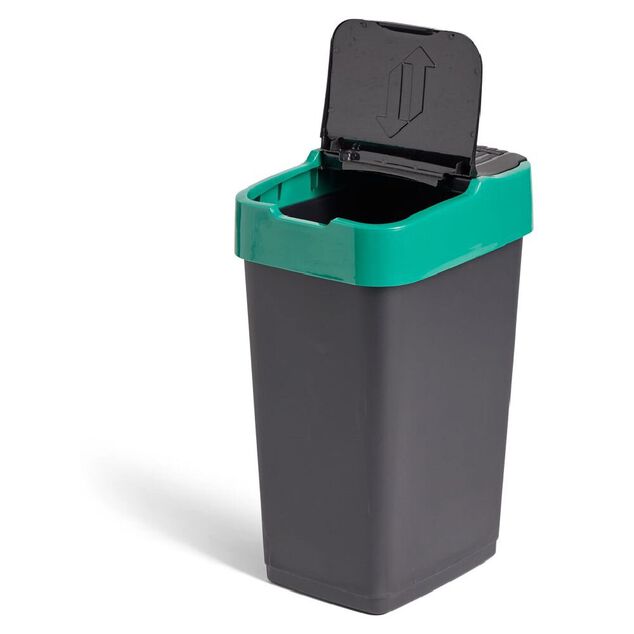 Poubelle de tri pour verre 35L plastique vert et noir