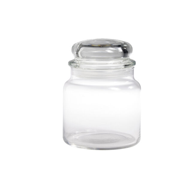 Bocal en verre transparent avec couvercle herm&eacute;tique 500ml - H.13cm