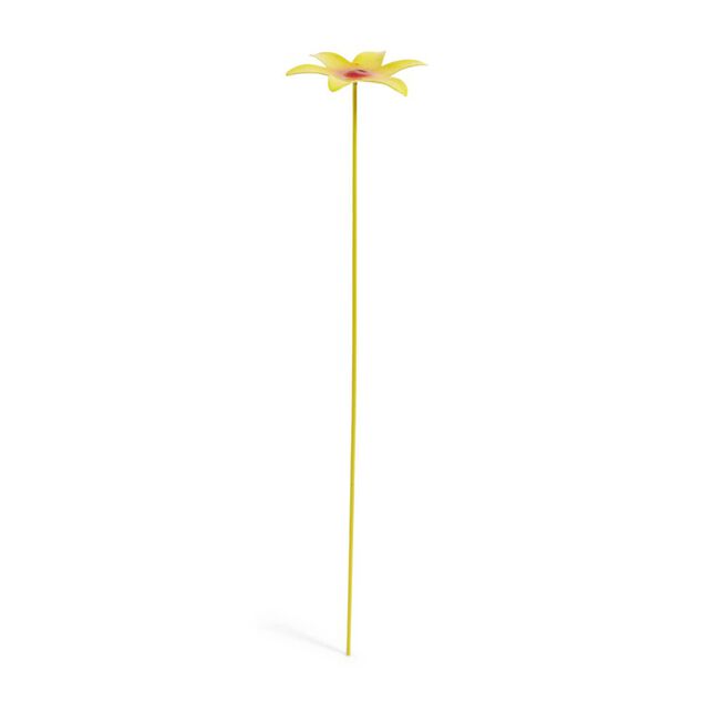 Fleur m&eacute;tal &agrave; planter pens&eacute;e jaune H26cm