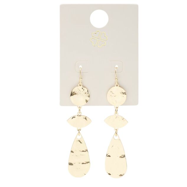 Boucles d'oreilles m&eacute;tal martel&eacute; dor&eacute; L4cm