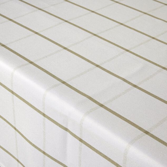 Nappe rectangulaire polyester blanche liser&eacute; kaki 150x250cm