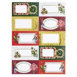 &Eacute;tiquette cadeau autocollante No&euml;l fleurs vintage lapin 4x8cm x10