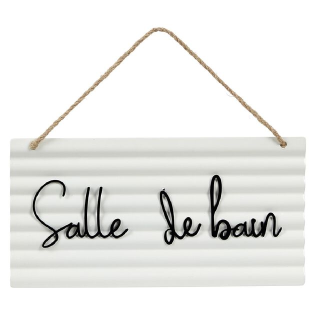 Pancarte décorative pièces de la maison en métal blanc