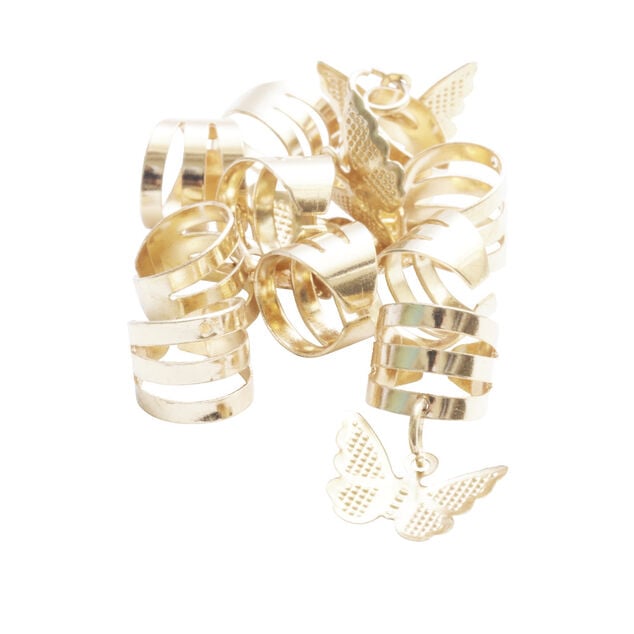 Bague pour cheveux en m&eacute;tal dor&eacute; 10 pi&egrave;ces