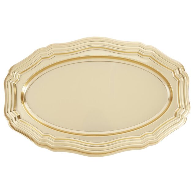 Plat de pr&eacute;sentation ovale X2 pcs L45X29X&eacute;p.2 cm dor&eacute;