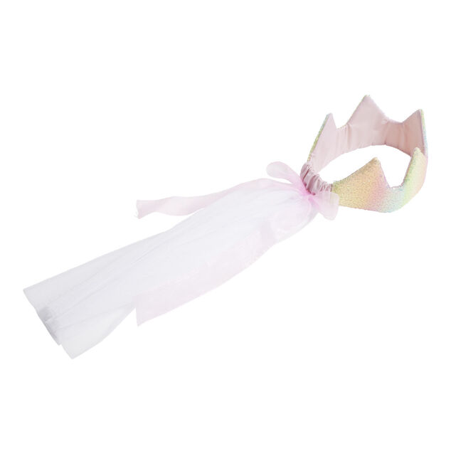 Couronne rose avec voile pour d&eacute;guisement fille L47,5cm