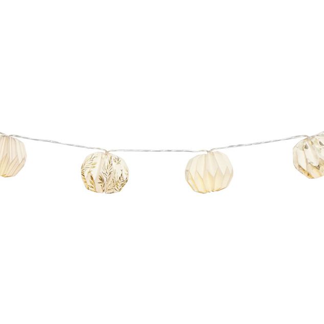 Guirlande 10 LED papier origami blanc motif nature