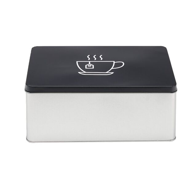 Bo&icirc;te &agrave; th&eacute; rectangulaire en m&eacute;tal 22x19xH.9cm