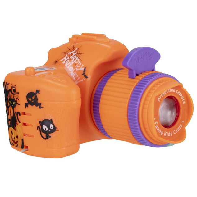 Projecteur enfant forme appareil photo avec 3 images plastique orange H7cm