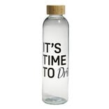 Bouteille verre transparent design noir avec bouchon bambou 730ml