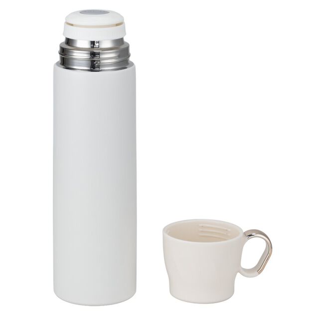Bouteille isotherme inox 500ml avec tasse plastique &Oslash;7xH22,5cm (2 mod&egrave;les)