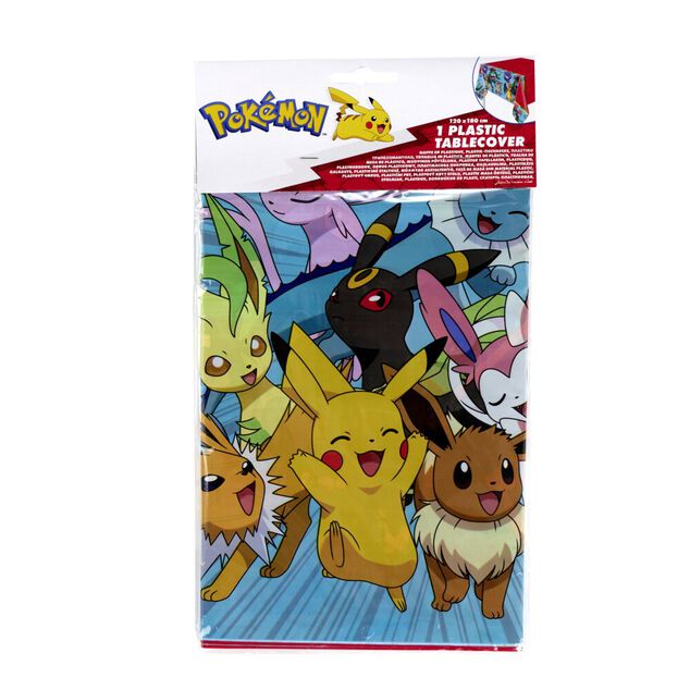 Nappe plastique Pok&eacute;mon rectangulaire rouge et bleue 120x180cm