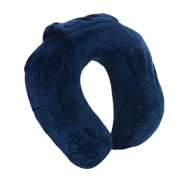 Coussin &agrave; m&eacute;moire de forme pour le cou bleu marine