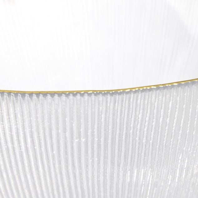 Saladier en verre stri&eacute; avec paillettes dor&eacute;es &Oslash;23xH12cm