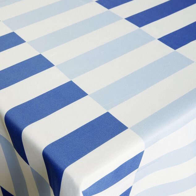 Nappe rectangulaire polyester bayad&egrave;re carreaux bleus et blancs 150x250cm