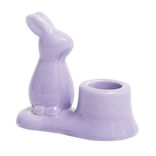 Bougeoir en céramique avec lapin couleur pastel 9,5x5xH8,5cm (3 modèles)