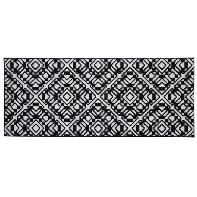 Tapis de cuisine antid&eacute;rapant absorbant imprim&eacute; tomette bleu 50x120cm