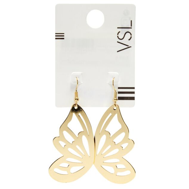 Boucles d'oreilles crochets papillon métal doré