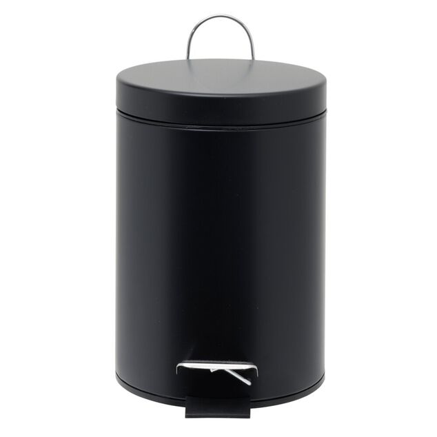 Poubelle salle de bain m&eacute;tal 3L noir