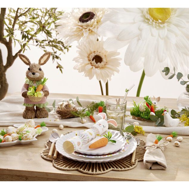 Crackers lapin de P&acirc;ques x6 en papier &Oslash;4,5xL21cm