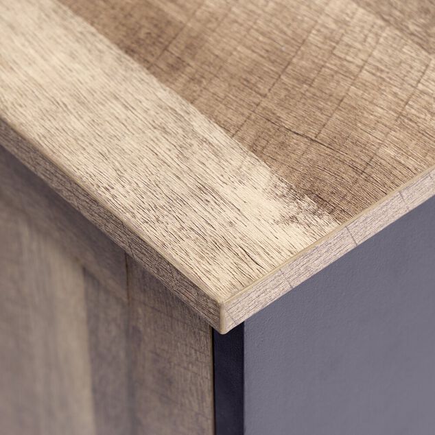 Meuble TV m&eacute;tal et bois Laura 2 portes 118x39xH49cm