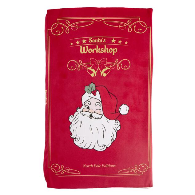 Coussin rectangulaire forme livre conte de No&euml;l L30X50XH5 cm (2 mod&egrave;les rouge ou vert)