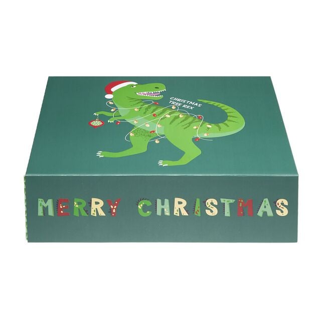 Bo&icirc;te cadeau No&euml;l pliable enfant licorne ou dinosaure 35x30cm (2 mod&egrave;les)