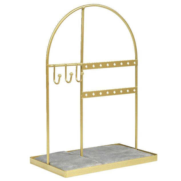 Porte-bijoux velours et métal doré ou noir 18x10xH25cm (2 modèles)