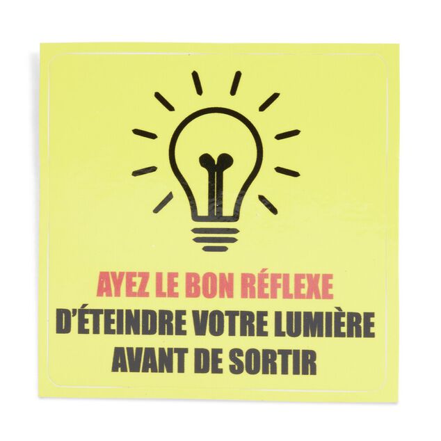 Signal&eacute;tique adh&eacute;sive "Bon r&eacute;flexe lumi&egrave;re" - 8x8 cm