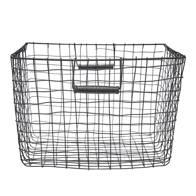 Pani&egrave;re en m&eacute;tal filaire noir 38x38xH25cm