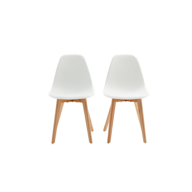 Chaise Chlo&eacute; blanche pied couleur naturel x2