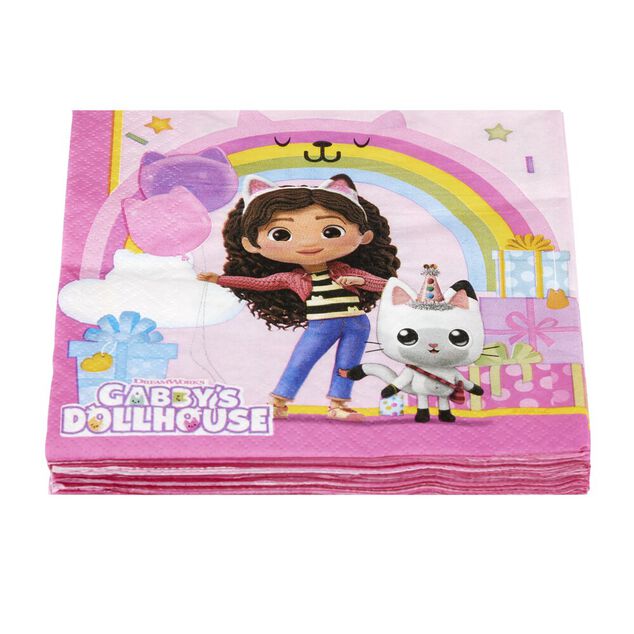 Serviette papier x20 Gabby's Dollhouse rose 16,5x16,5cm
