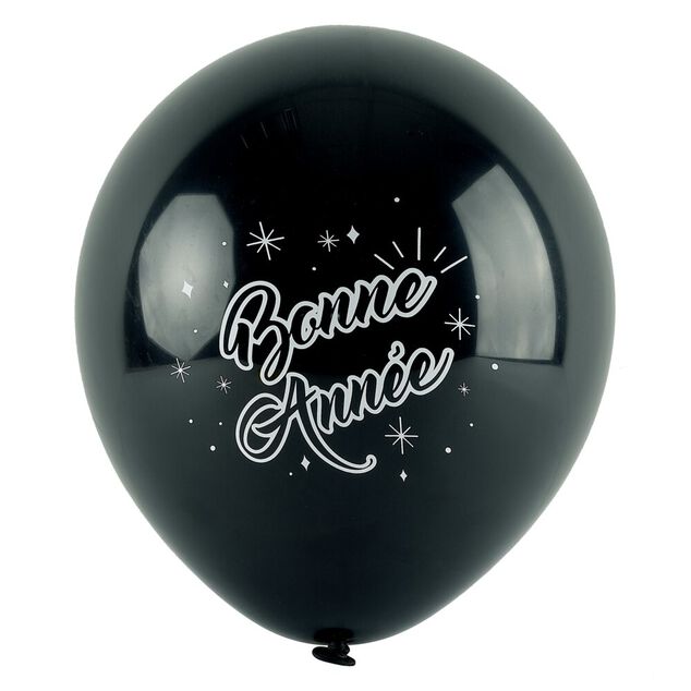 Ballon Bonne année noir argenté et doré x6