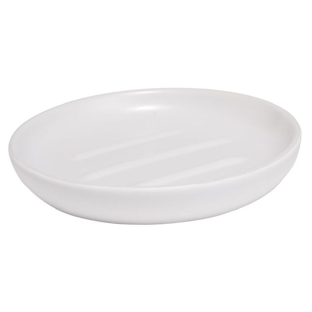 Porte-savon rond c&eacute;ramique blanc &Oslash;10xH2cm