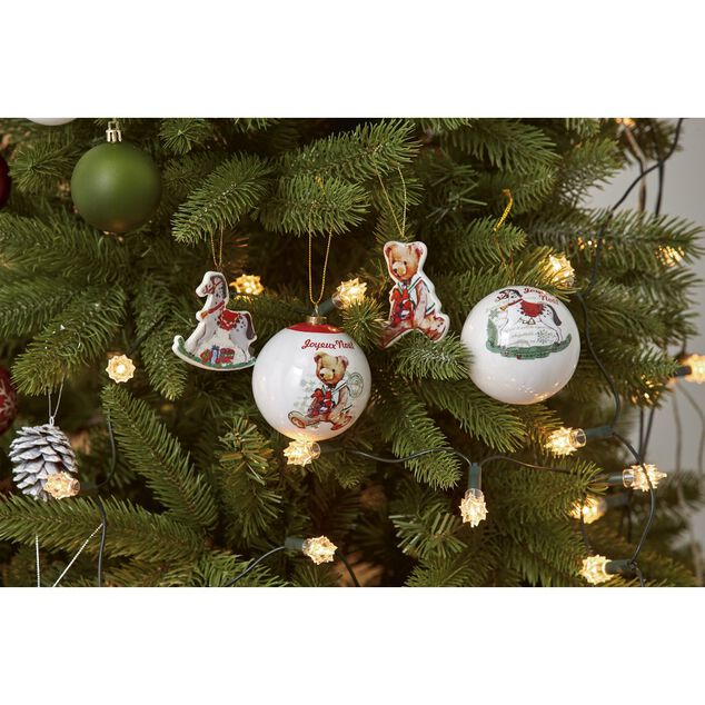 Boule de No&euml;l vintage motif jouet peluche