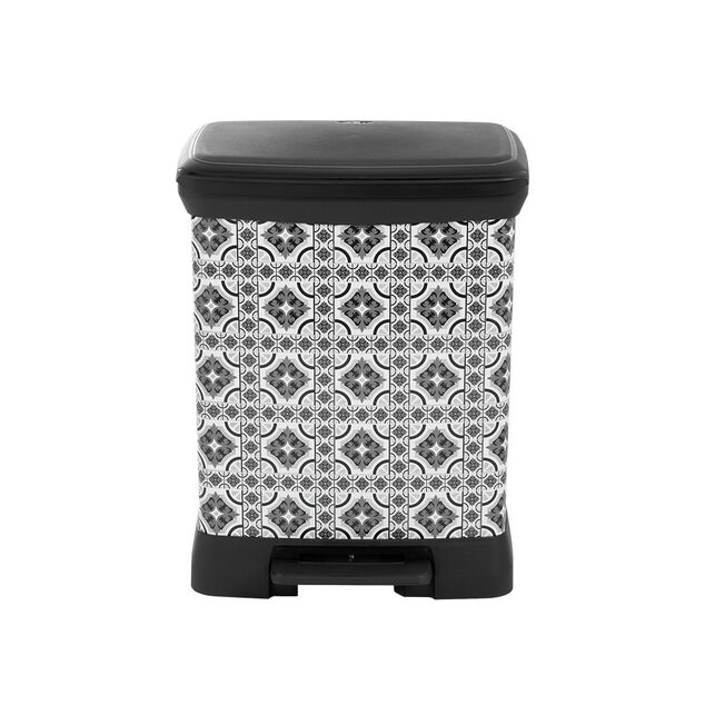 Poubelle &agrave; p&eacute;dale motif carreaux de ciment 30L