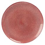 Assiette plate verre stri&eacute; rouge &Oslash;27cm