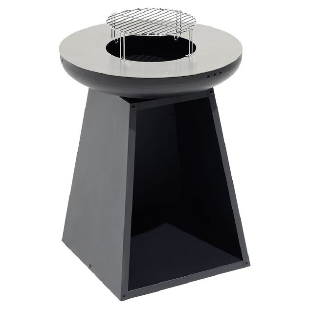 Barbecue brasero colonne Valparaiso plancha grill noir 50x50xH77,5cm