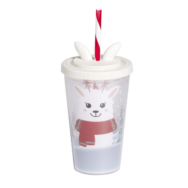 Gobelet avec paille motif lama 450ml
