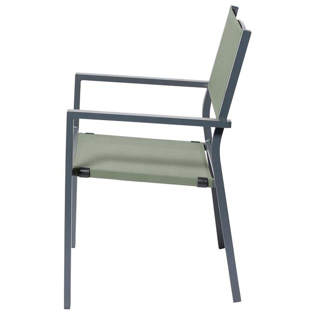 Fauteuil de jardin Oslow aluminium gris textil&egrave;ne vert 59x55,5xH.86 cm