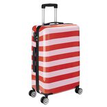 Valise cabine 63L trolley 4 roulettes bayad&egrave;re rayures rouges et roses 45x26xH66,5cm