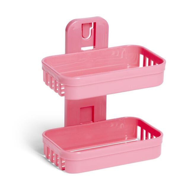 Porte savon 2 niveaux plastique (2 mod&egrave;les blanc ou rose)
