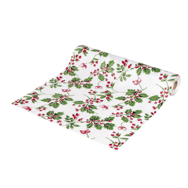 Chemin de table velours motif houx 28xL300cm