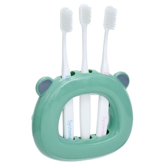 Support 3 brosses &agrave; dents enfant vert