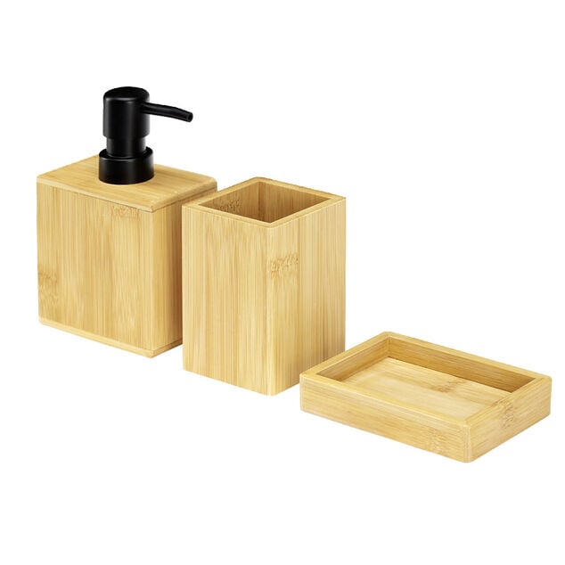 Set de 3 accessoires de salle de bain en bambou