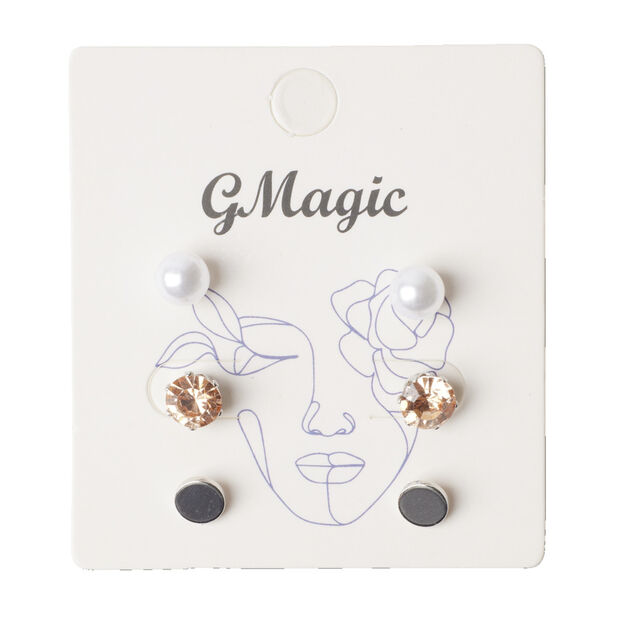 Paire de boucles d'oreilles femme puces x3 en métal Ø1cm (3 modèles)