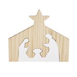 Décoration de Noël nativité en bois 2 parties H19,5cm