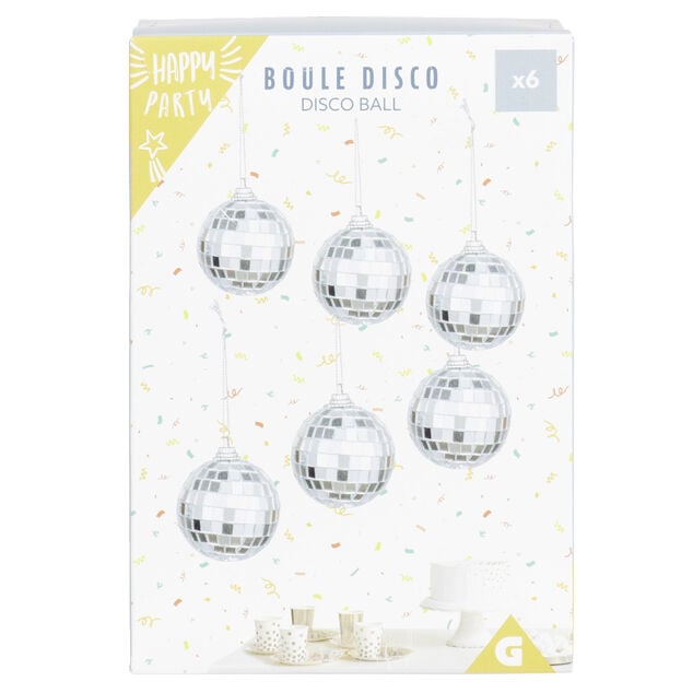 Boules &agrave; facettes en verre &Oslash;5cm - 6 pi&egrave;ces