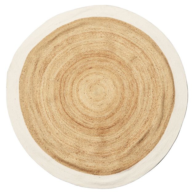 Tapis jute et coton &Oslash;180cm blanc