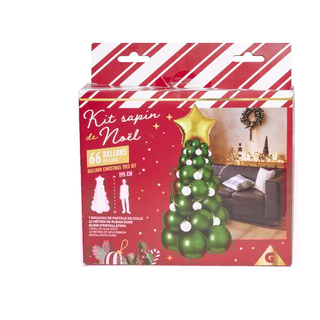 Kit sapin de No&euml;l 66 ballons H195cm